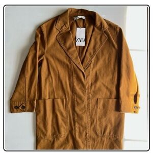 Zara | Canvas Overcoat with Patch Pockets | Size XS